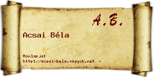 Acsai Béla névjegykártya